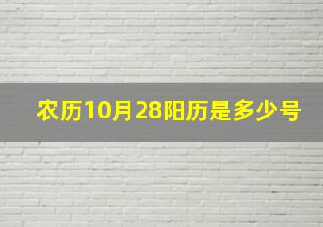 农历10月28阳历是多少号