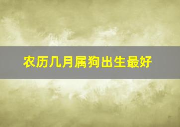 农历几月属狗出生最好