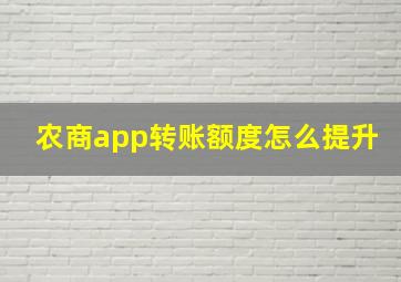 农商app转账额度怎么提升