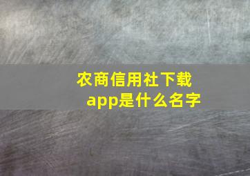 农商信用社下载app是什么名字