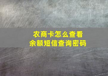 农商卡怎么查看余额短信查询密码