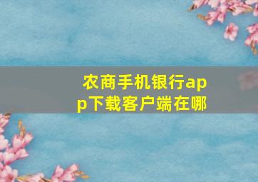 农商手机银行app下载客户端在哪