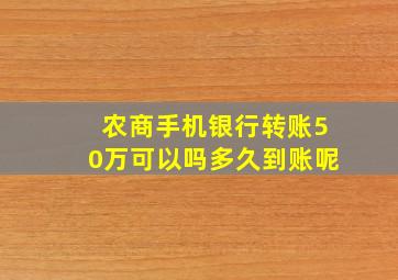 农商手机银行转账50万可以吗多久到账呢