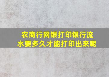 农商行网银打印银行流水要多久才能打印出来呢