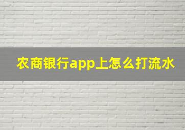 农商银行app上怎么打流水