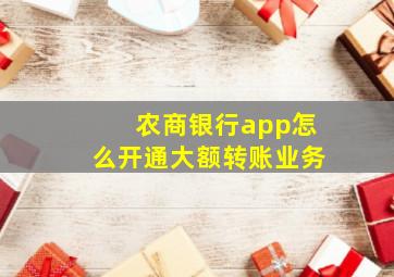 农商银行app怎么开通大额转账业务