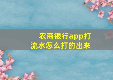 农商银行app打流水怎么打的出来