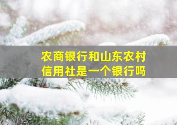 农商银行和山东农村信用社是一个银行吗