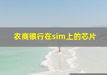 农商银行在sim上的芯片