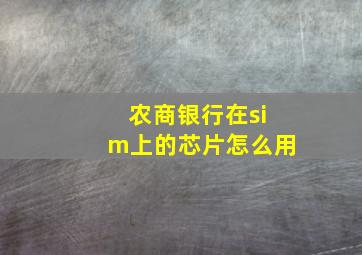 农商银行在sim上的芯片怎么用