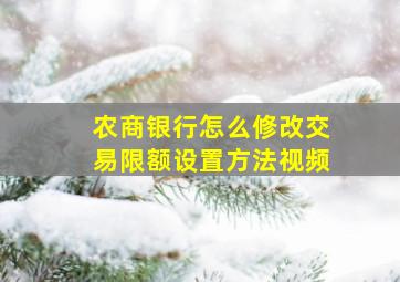 农商银行怎么修改交易限额设置方法视频