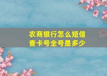 农商银行怎么短信查卡号全号是多少