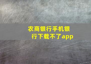 农商银行手机银行下载不了app