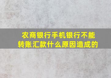 农商银行手机银行不能转账汇款什么原因造成的