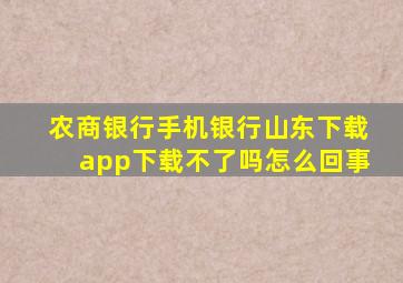 农商银行手机银行山东下载app下载不了吗怎么回事