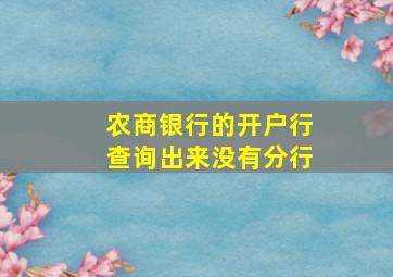 农商银行的开户行查询出来没有分行