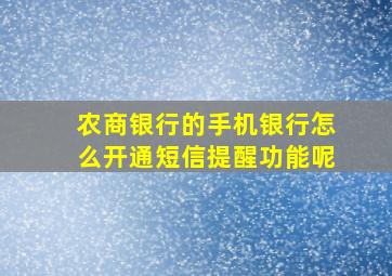 农商银行的手机银行怎么开通短信提醒功能呢