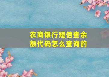 农商银行短信查余额代码怎么查询的