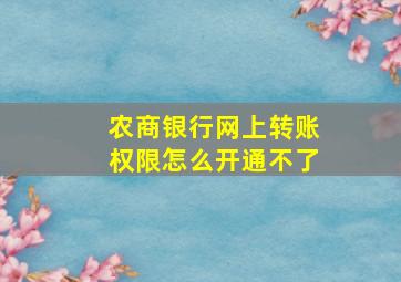 农商银行网上转账权限怎么开通不了