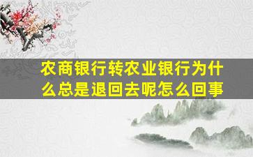 农商银行转农业银行为什么总是退回去呢怎么回事