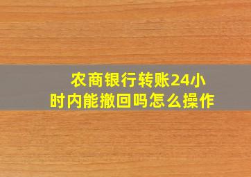 农商银行转账24小时内能撤回吗怎么操作