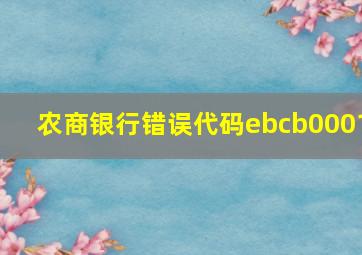 农商银行错误代码ebcb0001