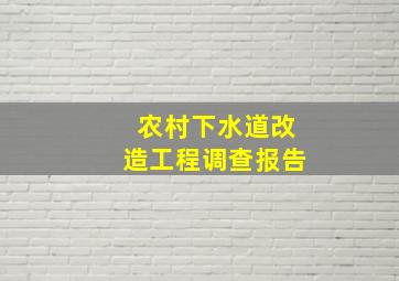 农村下水道改造工程调查报告