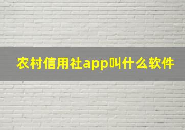 农村信用社app叫什么软件