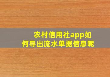 农村信用社app如何导出流水单据信息呢