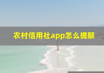 农村信用社app怎么提额