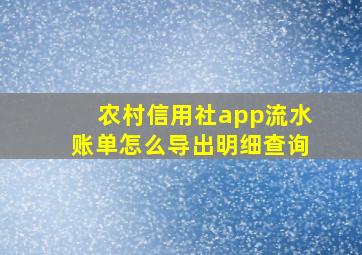 农村信用社app流水账单怎么导出明细查询