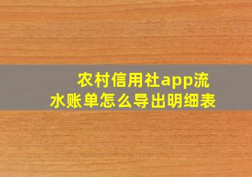 农村信用社app流水账单怎么导出明细表