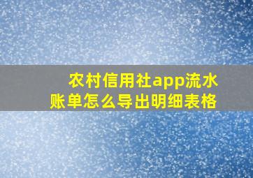 农村信用社app流水账单怎么导出明细表格