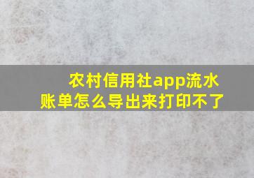 农村信用社app流水账单怎么导出来打印不了