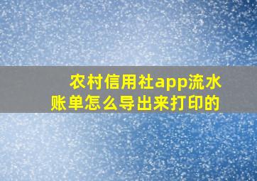 农村信用社app流水账单怎么导出来打印的