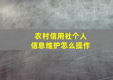 农村信用社个人信息维护怎么操作