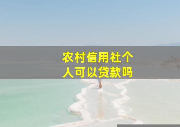 农村信用社个人可以贷款吗