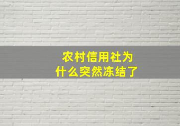 农村信用社为什么突然冻结了