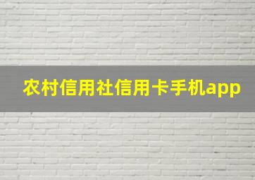 农村信用社信用卡手机app