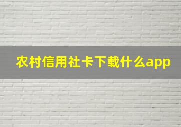 农村信用社卡下载什么app