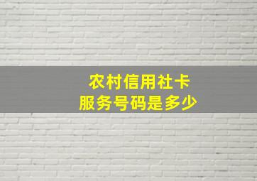 农村信用社卡服务号码是多少