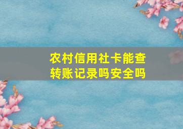 农村信用社卡能查转账记录吗安全吗