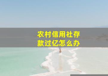 农村信用社存款过亿怎么办