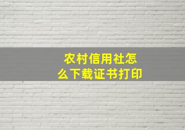 农村信用社怎么下载证书打印