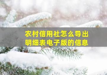 农村信用社怎么导出明细表电子版的信息