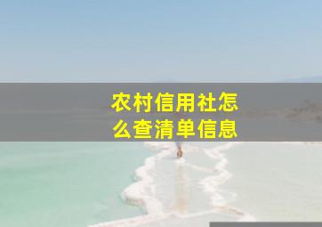 农村信用社怎么查清单信息