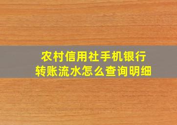 农村信用社手机银行转账流水怎么查询明细