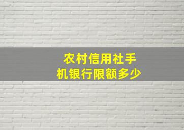 农村信用社手机银行限额多少