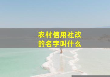 农村信用社改的名字叫什么