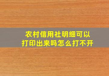 农村信用社明细可以打印出来吗怎么打不开